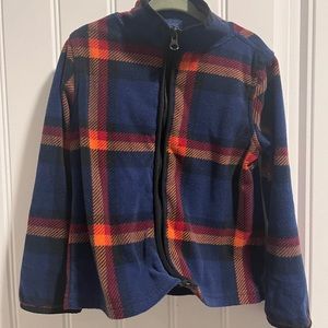 Plaid Fleece Zip Up Sweater